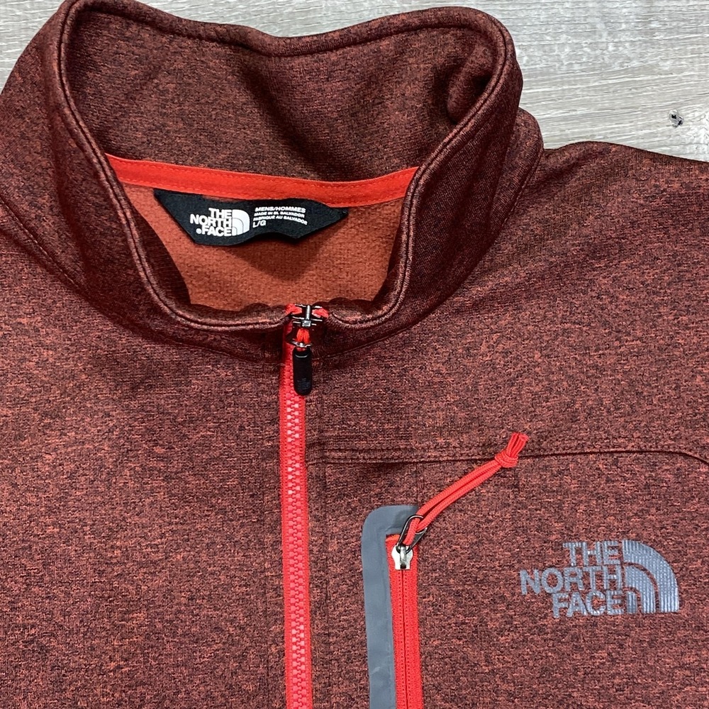 The North Face Sweater‎ Mens Large Red Half Zip Fleece Pullover Chest Pocket - Picture 2 of 8